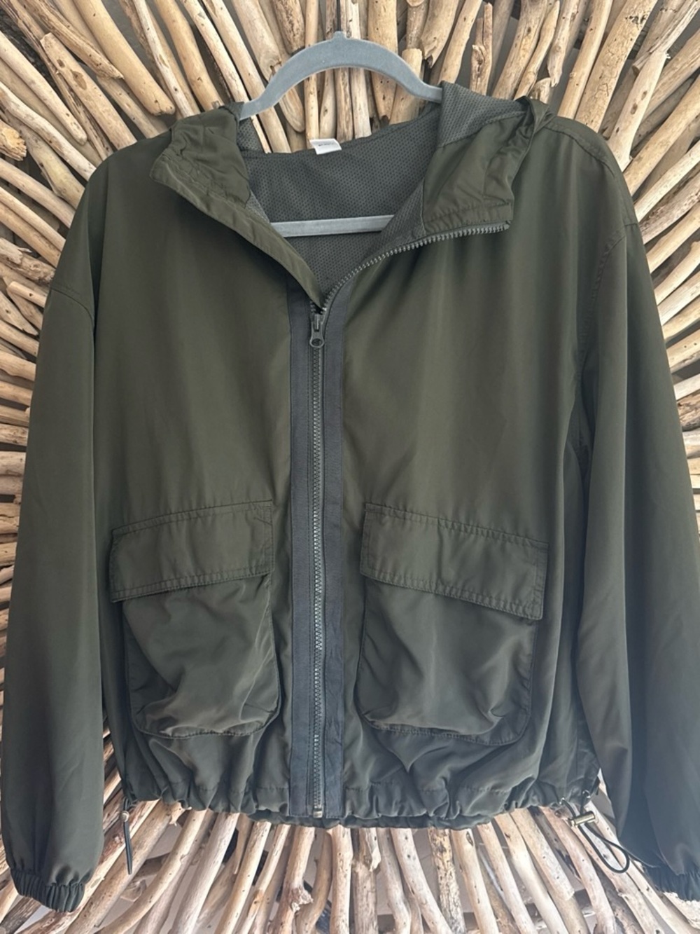 Old Navy Olive Green Hooded Bomber Jacket